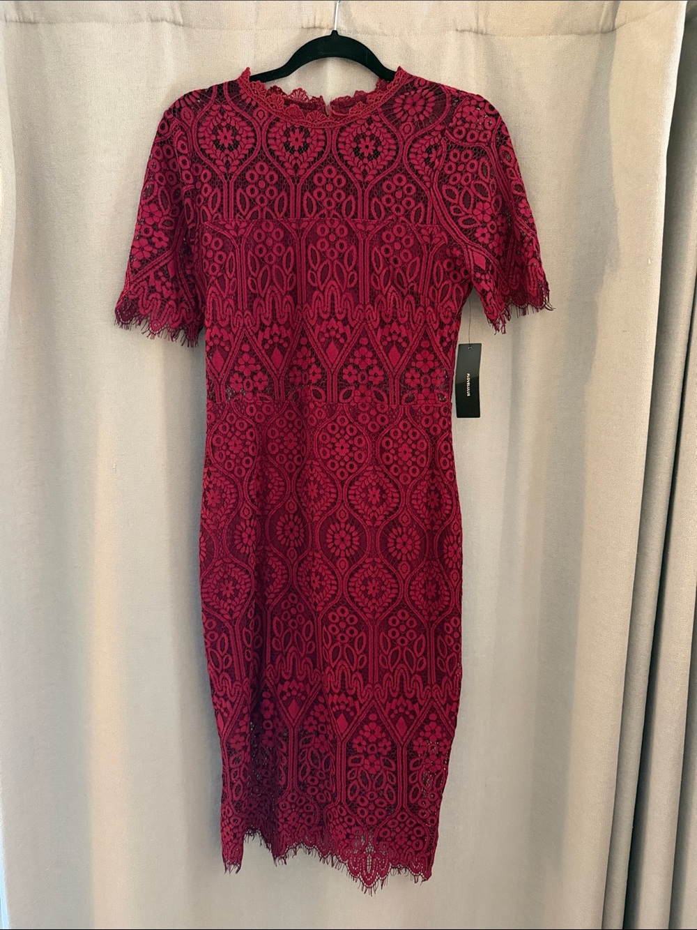 Lulu's Raspberry Lace Midi Dress